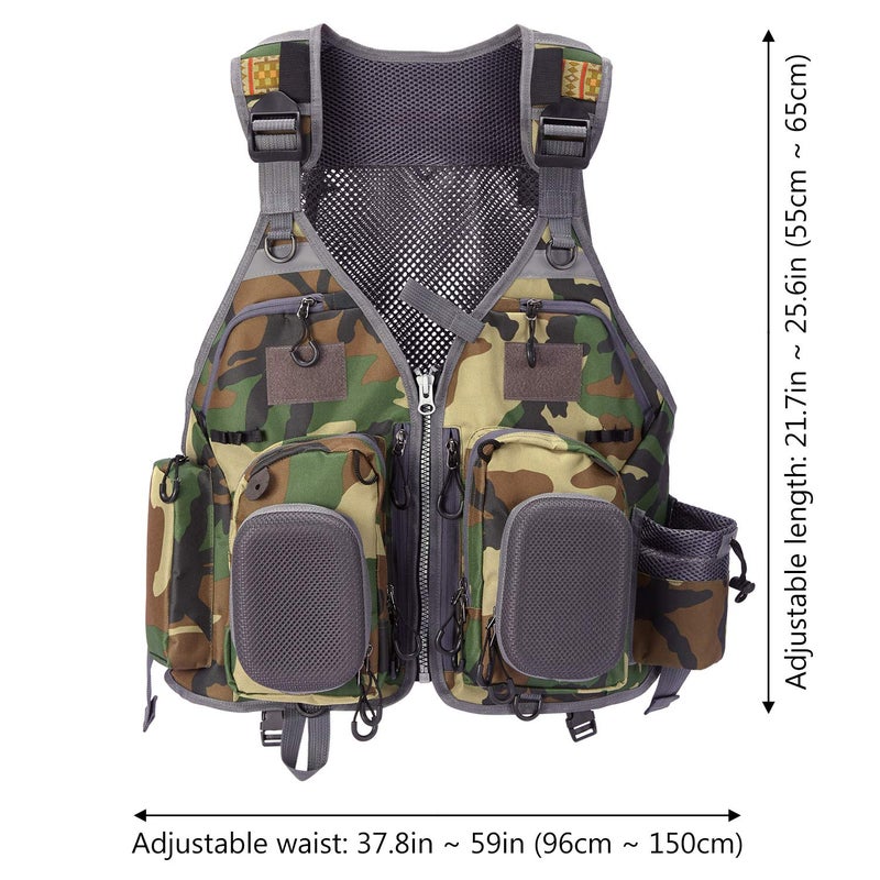 BASSDASH Fly Fishing Vest Multi Pocket Waistcoat Adjustable Size Gifts for Men Women - Image 2